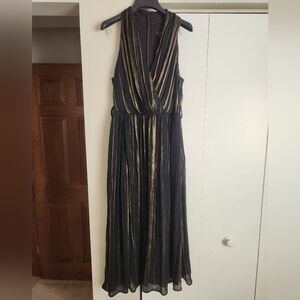 Donna Karan Black and Gold Maxi Dress